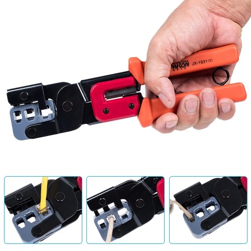 3-In-1 Crimping Tool PassThrough Cutter for RJ22/4P RJ11/6P RJ45/8P Ethernet Network LAN Cable Plier Crystal Head Cable Cutter Peeling Shear