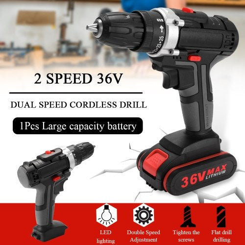 36V Multifunctional Electric Impact Cordless Drill High-power Lithium Battery Wireless Rechargeable Hand Drills Home DIY Electric Power Tools