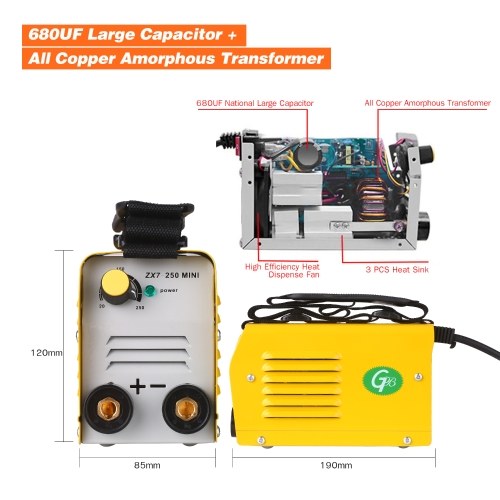 ماكينة لحام بالقوس 220 فولت 250 أمبير IGBT ماكينة لحام كهربائية صغيرة محمولة مضادة للالتصاق