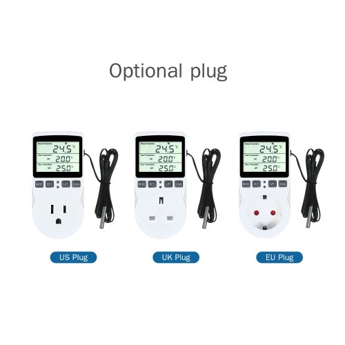 Digital Thermostat Controller for Terrarium Aquarium Reptiles Temperature Controlled Outlet with Timer and Probe for Greenhouse Seed Germination Incubator Refrigerator