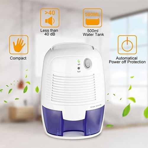 Mini Quiet Dehumidifier for 100 sq. ft with 250ml/D Dehumidification Capacity and 500ml Water Tank Electric Plug-in Peltier Dehumidifier