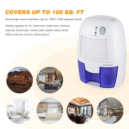 Mini Quiet Dehumidifier for 100 sq. ft with 250ml/D Dehumidification Capacity and 500ml Water Tank Electric Plug-in Peltier Dehumidifier