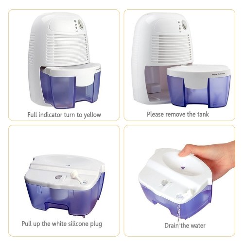 Mini Quiet Dehumidifier for 100 sq. ft with 250ml/D Dehumidification Capacity and 500ml Water Tank Electric Plug-in Peltier Dehumidifier