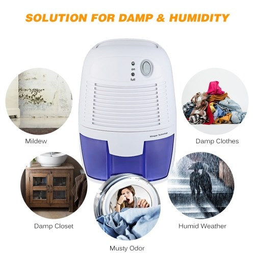 Mini Quiet Dehumidifier for 100 sq. ft with 250ml/D Dehumidification Capacity and 500ml Water Tank Electric Plug-in Peltier Dehumidifier