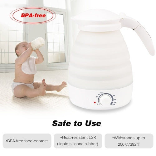 Portable Travel Electric Kettle with Temperature Control Collapsible Water Boiler and Warmer with 0.8 Litre