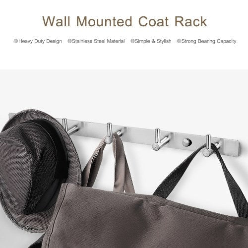 Wall Mounted Hook Heavy Duty Stainless Steel Coat Rack Hanger with 3 Hooks for Home Bedroom Kitchen Bathroom Garage