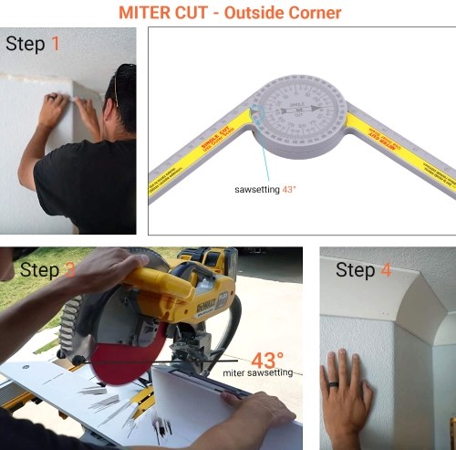 Miter Saw Protractor Angle Measuring Transfer Rule Angle Gauge for Carpenters ABS Metric Ruler on Renovation Work Home Improvement and More Building Trades