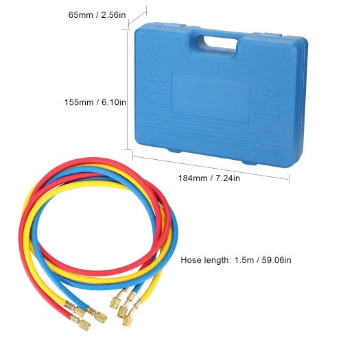 YS-025 Manifold Dual Gauges Set Refrigeration Equipment Pressure Measuring Tool Kit with 3 Recharge Hoses