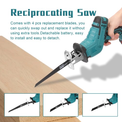 Portable Multifunctional Reciprocating Saws Outdoor Saber Saw Electric Power Tools for Cutting Wood Iron Sheet Plastics with Lithium Battery