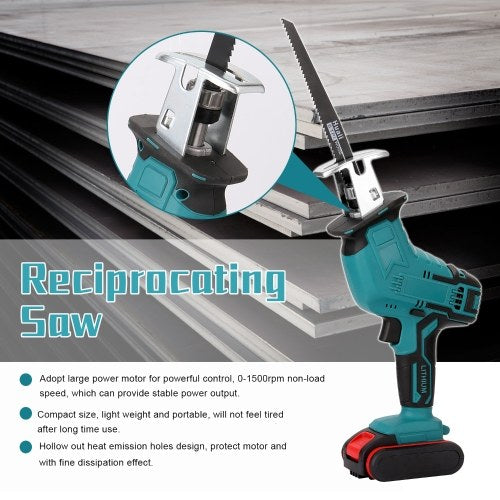 Portable Multifunctional Reciprocating Saws Outdoor Saber Saw Electric Power Tools for Cutting Wood Iron Sheet Plastics with Lithium Battery