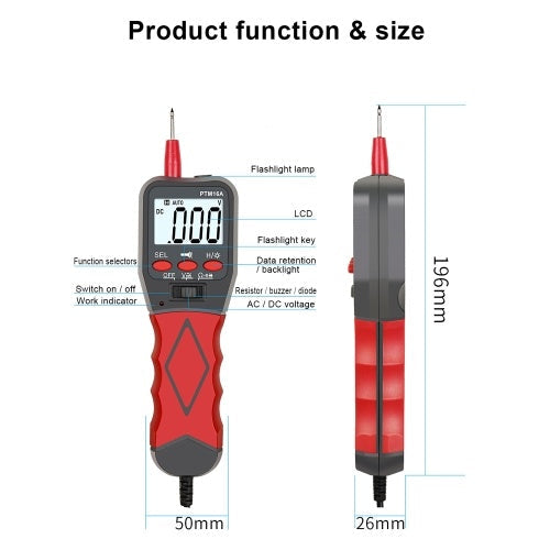 PTM16A Pen-type Automatic-Range Digital Multimeter Portable Data Retention Multimeter with Backlight