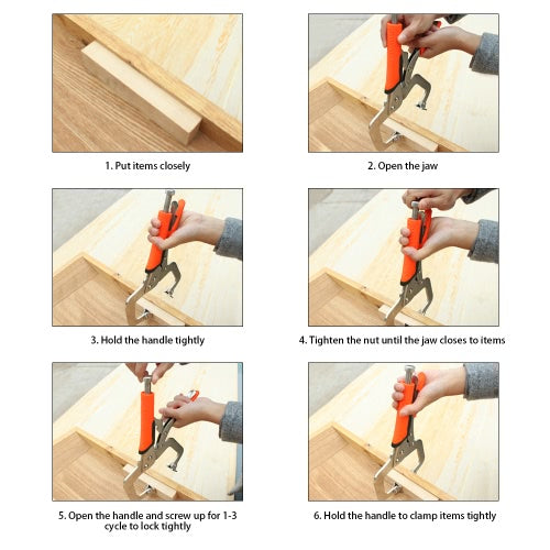 كماشة قفل C-Clamp مقاس 5 بوصات مع أداة يدوية بمشبك مطاطي سريع التحرير