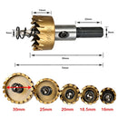 5PCS High Speed Steel Hole Saw Cutter Tool Saw Tooth HSS 6542 Titanium Coated Drill Bits Set 16/18.5/20/25/30mm Power Drilling Tools