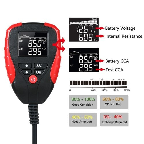 AE310 Digital 12V Car Battery Tester Automotive Battery Load Tester and Analyzer