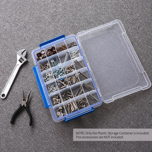 Transparent Plastic Storage Box Multiple Compartments Slot Hardware Box Organizer Jewelry Tools Electronic Components Container Fishing Tackle Box Fishing Accessories Storage Case with Adjustable Dividers 24 Grids