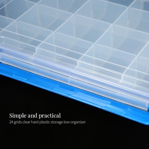 Transparent Plastic Storage Box Multiple Compartments Slot Hardware Box Organizer Jewelry Tools Electronic Components Container Fishing Tackle Box Fishing Accessories Storage Case with Adjustable Dividers 24 Grids