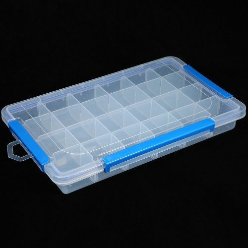 Transparent Plastic Storage Box Multiple Compartments Slot Hardware Box Organizer Jewelry Tools Electronic Components Container Fishing Tackle Box Fishing Accessories Storage Case with Adjustable Dividers 24 Grids