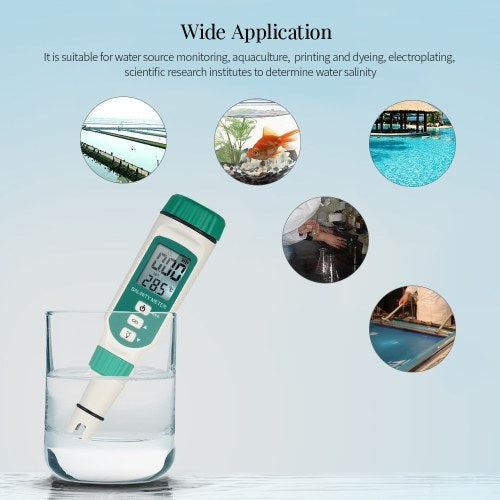 SMART SENSOR Portable Salinity Meter Handheld ATC Salinometer Halometer Salt Gauge Salty Brine Meter Seawater Salinity Refractometer Food Salinity Tester Meter with 0.00ppt-9.99ppt 10.0ppt-50ppt Measuring Range for Salt Water Pool Food Salt Aquarium Teste