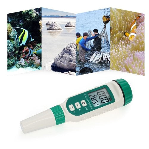 SMART SENSOR Portable Salinity Meter Handheld ATC Salinometer Halometer Salt Gauge Salty Brine Meter Seawater Salinity Refractometer Food Salinity Tester Meter with 0.00ppt-9.99ppt 10.0ppt-50ppt Measuring Range for Salt Water Pool Food Salt Aquarium Teste