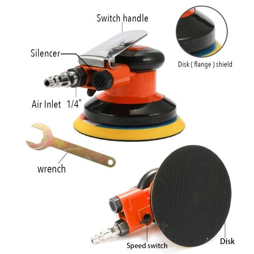 5 Inches 10000RPM Pneumatic Air Sander Car Paint Care Tool Polishing Machine Pneumatic Power Woodworking Grinder Polisher