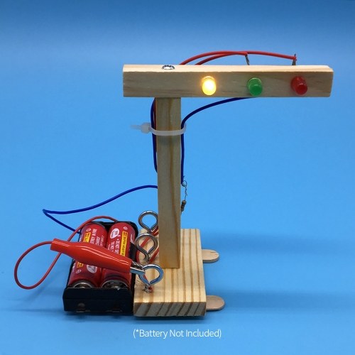 Wood Traffic Lights DIY Kit Kids Toy DIY Kit for Children Science and Technology Inventions Assembled Experiment DIY Model Building Kits