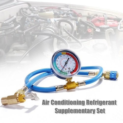 AC R134A Car Auto Air Conditioning Refrigerant Recharge Measuring Hose Gauge Kit