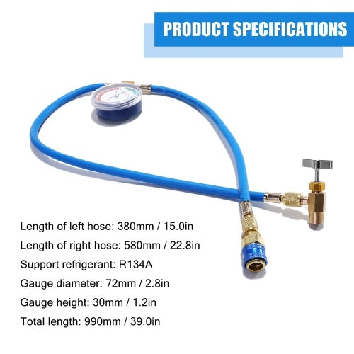 AC R134A سيارة السيارات تكييف الهواء المبردات إعادة شحن قياس خرطوم قياس عدة