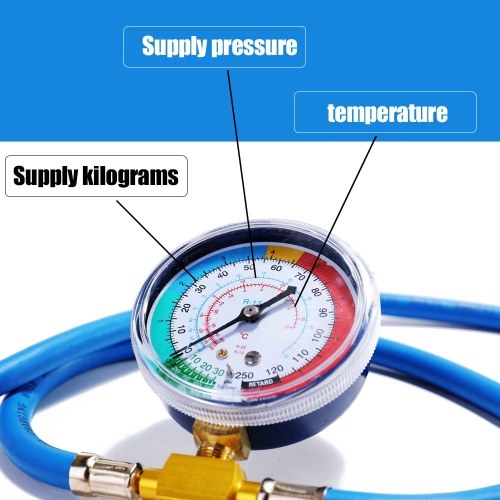 AC R134A Car Auto Air Conditioning Refrigerant Recharge Measuring Hose Gauge Kit