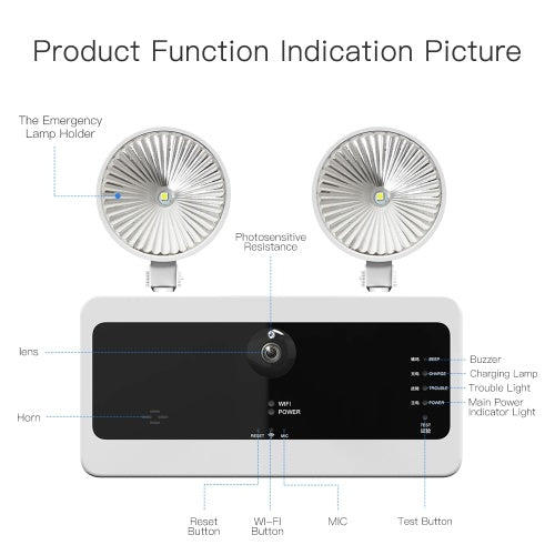 Double Heads Fire Emergency Light Led Charge Lamp Lighting Evacuation Indicator Automatic Security Monitoring Camera Intelligent Security Intercom Camera Emergency Light Visual Automatic Video Emergency Lighting Luminance