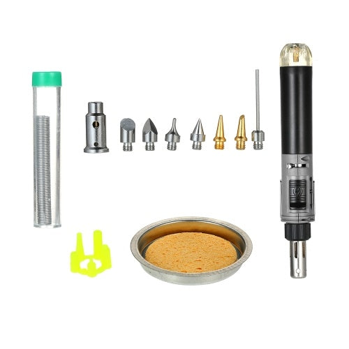 12 in 1 Soldering Iron Kit Full Electronics Set Welding Tool Car Repairing Gas Soldering Self-igniting Torch Outdoors / Grey