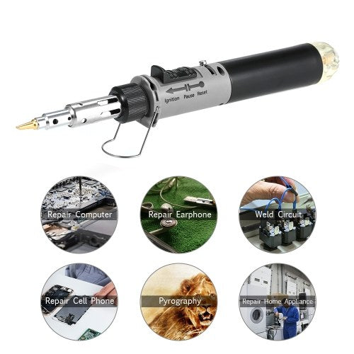 12 in 1 Soldering Iron Kit Full Electronics Set Welding Tool Car Repairing Gas Soldering Self-igniting Torch Outdoors / Grey