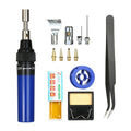 13 in 1 13Pcs Soldering Iron Kit 26ml Full Electronics Set Pen Welding Tool Car Repairing Gas Soldering Self-igniting Torch Outdoors / Blue Transparent