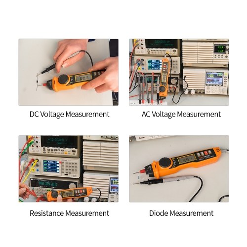 PEAKMETER يده المتعدد الإضاءة الخلفية LCD عرض القلم نوع رقمي متعدد DC / AC الجهد الحالي متر مع NCV واختبار استمرارية الصمام الثنائي المقاومة تتراوح