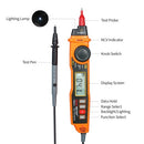 PEAKMETER يده المتعدد الإضاءة الخلفية LCD عرض القلم نوع رقمي متعدد DC / AC الجهد الحالي متر مع NCV واختبار استمرارية الصمام الثنائي المقاومة تتراوح