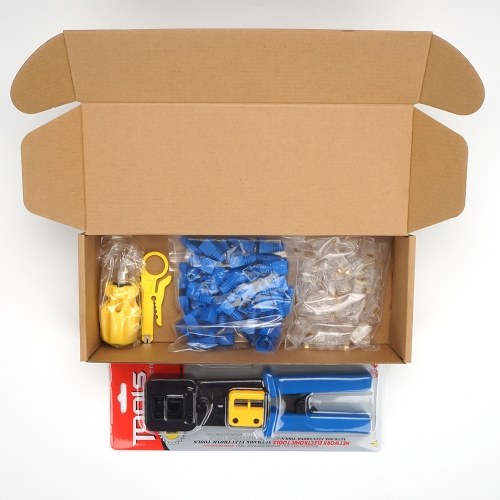 103pcs/set Ethernet Network Repair Tool Kit Used for Network Repairing or Installing Network Cable Tester Kit with Wire Stripper Wire Crimpers Screwdriver Modular Plug