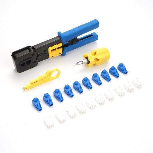 103pcs/set Ethernet Network Repair Tool Kit Used for Network Repairing or Installing Network Cable Tester Kit with Wire Stripper Wire Crimpers Screwdriver Modular Plug