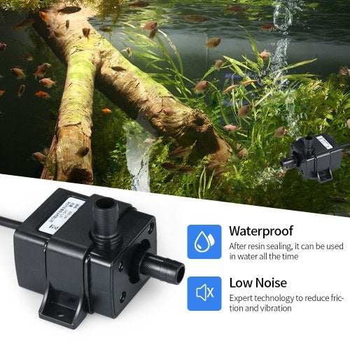 4.8W 240L/H Water Pump Aquarium Submersible Pump Mini Submersible Water Pump with Power Plug Max. Lift 300cm Small DC Submersible Pump