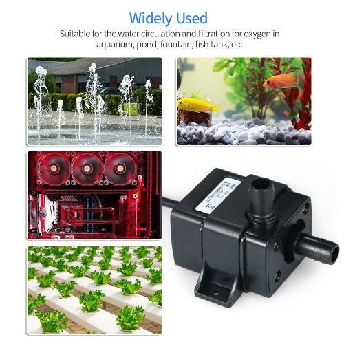 4.8W 240L/H Water Pump Aquarium Submersible Pump Mini Submersible Water Pump with Power Plug Max. Lift 300cm Small DC Submersible Pump