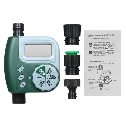 Automatic Water Timer Outdoor Garden Irrigation Controller 1-Outlet Programmable Hose Faucet Timer Garden Automatic Watering Device without Battery Green