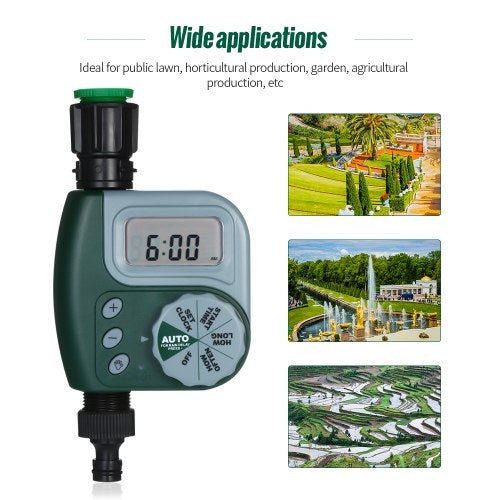 Automatic Water Timer Outdoor Garden Irrigation Controller 1-Outlet Programmable Hose Faucet Timer Garden Automatic Watering Device without Battery Green