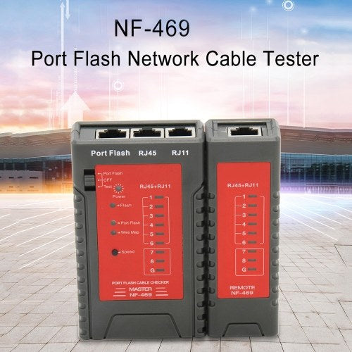 جهاز اختبار كابل الشبكة NF-469 جهاز اختبار RJ45 RJ11 لكابل الشبكة المحلية إيثرنت أداة اختبار سلك الهاتف الثابت