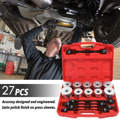 27PCS Set Aluminium Alloy Car Bushings Bearing Disassembly Tools Iron Sets Rubber Sleeve Extractor Chassis Press And Pull Sleeve Kit