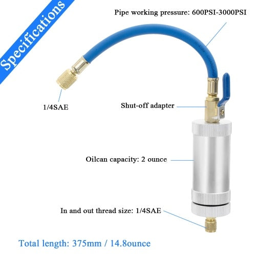 R12 R134A R22 تكييف الهواء سيارة حقن النفط صبغ حقن أداة 2 أوقية 1/4 "الزيت السائل النقي المبرد حشو أنبوب اكسسوارات السيارات