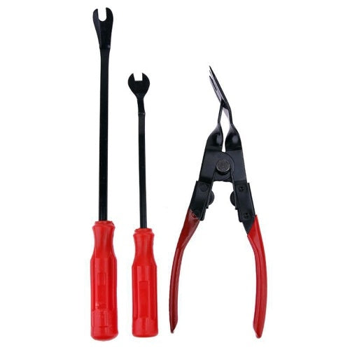 3pcs Car Door Trim Clip Plier & Fastener Remover Puller Car Door Panel Remover Rivet Buckle Removal Tool Set Upholstery Rivets Clip Puller Pliers Panel Clip Remover Automobile Repair Tool Kit Set