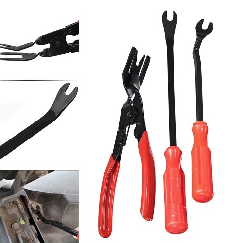 3pcs Car Door Trim Clip Plier & Fastener Remover Puller Car Door Panel Remover Rivet Buckle Removal Tool Set Upholstery Rivets Clip Puller Pliers Panel Clip Remover Automobile Repair Tool Kit Set