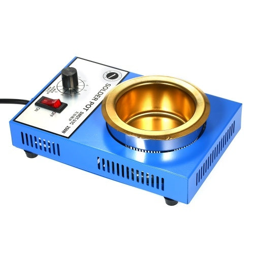 250W 220V 80mm 800g Mini Lead Free Soldering Pot Titanium Coating Stainless Steel Solder Pot Compact Temperature Adjustable Solder Bath for Welding and Soldering