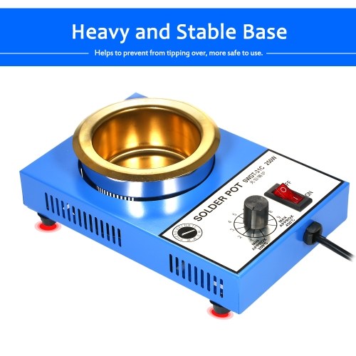 250W 220V 80mm 800g Mini Lead Free Soldering Pot Titanium Coating Stainless Steel Solder Pot Compact Temperature Adjustable Solder Bath for Welding and Soldering