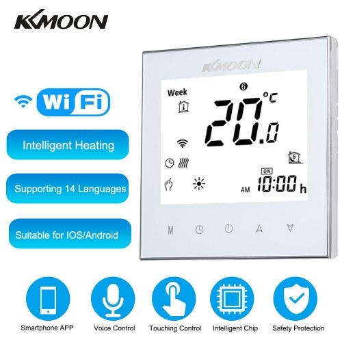 KKmoon Digital Water Heating Thermostat with WiFi Connection & Voice Control Energy Saving AC 95-240V 5A Touching Screen LCD Display Room Temperature Controller Works with Amazon Alexa/Google Assistant/IFTTT