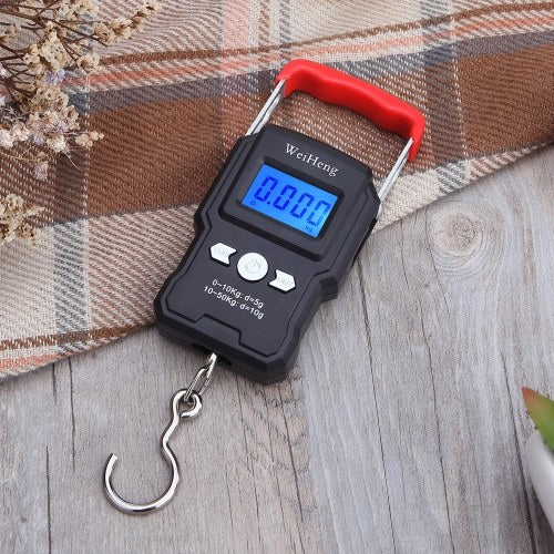 50Kg/5g LCD Digital Display Backlight Portable Hanging Hook Scale Double Accuracy Fishing Travel Mini Electronic Weighing Scale