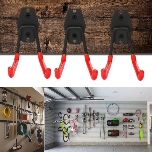 Steel Garage Storage Utility Double Hooks Heavy Duty Garage Organizer Warehouse Hooks for Power Tools Ladders Bulk items Bikes Ropes